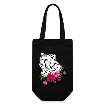 Cheetah With Flowers - Gift Bag for Bottles - black - Front