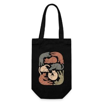 Entspannte Boho Katze Muster - Geschenkbeutel für Flaschen - Schwarz - Vorne