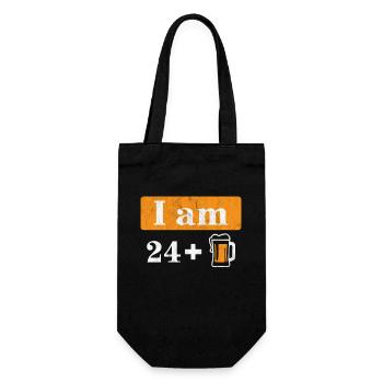 Ich bin 24 plus Bier 25. Geburtstag - Geschenkbeutel für Flaschen - Schwarz - Vorne