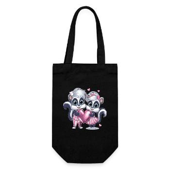 Couple de mouffettes mignon avec cœur pour la Saint-Valentin - Sac à bouteille - noir - Devant