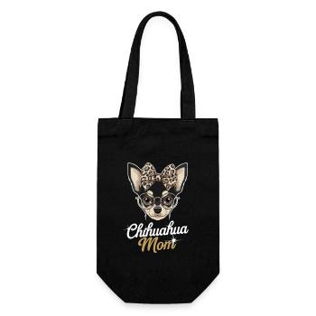 Chihuahua Mom Funny Illustration With Glasses And - Gift Bag for Bottles - black - Front