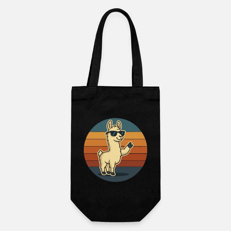 Cool llama with sunglasses and peace - Gift Bag for Bottles - black