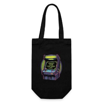 Insert Coin – Continue Life | Retro Gamer Design - Geschenkbeutel für Flaschen - Schwarz - Vorne