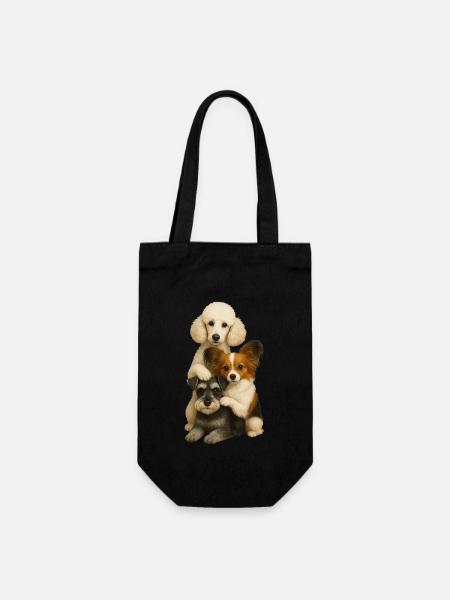 Hund Hunde Süße Hunde - Geschenkbeutel für Flaschen - Schwarz
