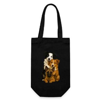 Dog Dogs Cute Dogs - Gift Bag for Bottles - black - Front