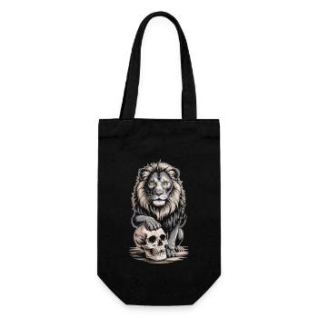 Lion with skull - Gift Bag for Bottles - black - Front