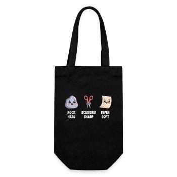 Schere Stein Papier Kawaii Spielfiguren - Geschenkbeutel für Flaschen - Schwarz - Vorne