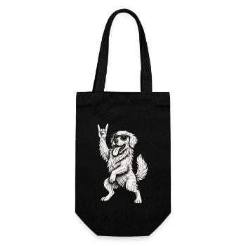 Labrador Retriever Rockmusik Lustiger Hund Schwer - Geschenkbeutel für Flaschen - Schwarz - Vorne
