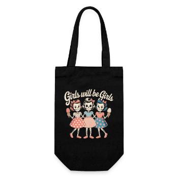 Eis essende Skelett Girls - Geschenkbeutel für Flaschen - Schwarz - Vorne