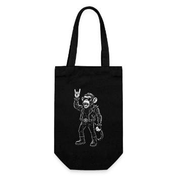 Rockmusik Heavy Metal Affe Retro Mann Frau - Geschenkbeutel für Flaschen - Schwarz - Vorne