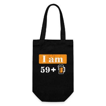 Ich bin 59 plus Bier 60. Geburtstag - Geschenkbeutel für Flaschen - Schwarz - Vorne