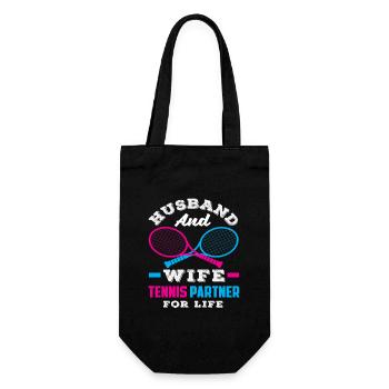 Husband And Wife Tennis Partner For Life - Gift Bag for Bottles - black - Front