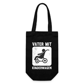 Werdender Vater MIT KINDERWAGEN Lustiges - Geschenkbeutel für Flaschen - Schwarz - Vorne