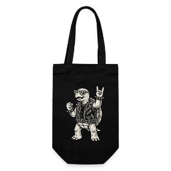 Rock Musik Schildkröte Lustig Heavy Metal Retro - Geschenkbeutel für Flaschen - Schwarz - Vorne