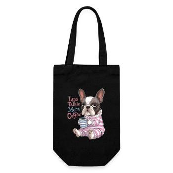 Weniger Reden Mehr Kaffee Französische Bulldogge - Geschenkbeutel für Flaschen - Schwarz - Vorne