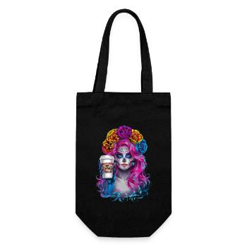 Dia de los Muertos Coffee with Beautiful Woman from - Gift Bag for Bottles - black - Front