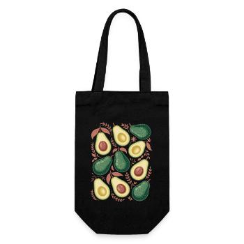 Avocado Boho Floral Muster für Naturliebhaber - Geschenkbeutel für Flaschen - Schwarz - Vorne