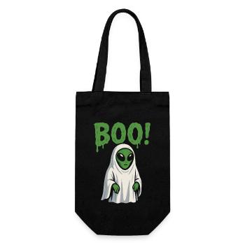 Alien Ghost Boo Lustiges Halloween Kostüm - Geschenkbeutel für Flaschen - Schwarz - Vorne