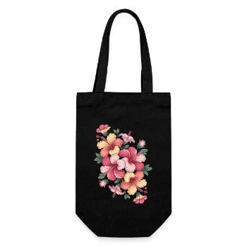 Hibiskus Boho Blume Verträumtes Design - Geschenkbeutel für Flaschen - Schwarz - Vorne