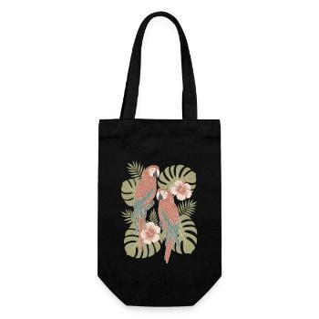 Perroquet oiseau Boho Floral Exotique Fleurs - Sac à bouteille - noir - Devant