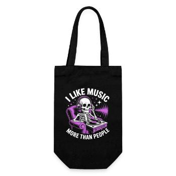 I Like Music More Than People Skeleton - Gift Bag for Bottles - black - Front