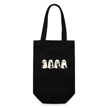 Ghost & Cat – Halloween Fun - Gift Bag for Bottles - black - Front