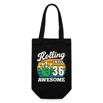 Retro Bowling 36. Geburtstag Grafik - Geschenkbeutel für Flaschen - Schwarz - Vorne