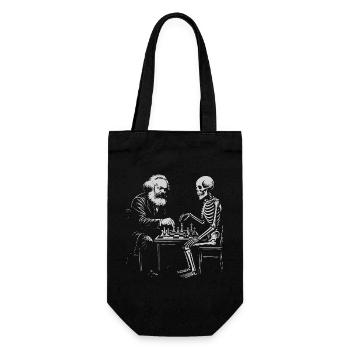 Karl Marx joue aux échecs avec du skeleton - Sac à bouteille - noir - Devant