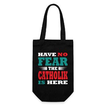 Have no Fear the Katholik is here Outfit - Geschenkbeutel für Flaschen - Schwarz - Vorne