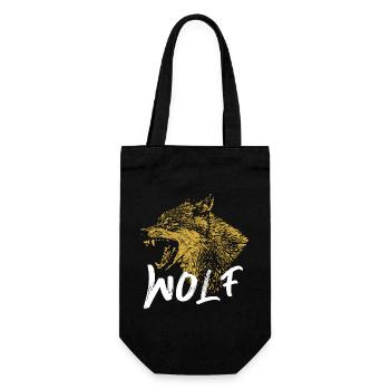 Design d'Illustration de Loup en Or - Sac à bouteille - noir - Devant