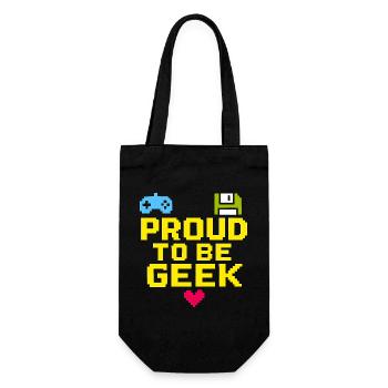 Stolzer Retro-Pixel-Geek - Geschenkbeutel für Flaschen - Schwarz - Vorne