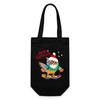 Christmas Owl on Skateboard - Gift Bag for Bottles - black - Front