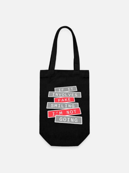 If It Involves Fake Smiling I'm Not Going Introver - Gift Bag for Bottles - black