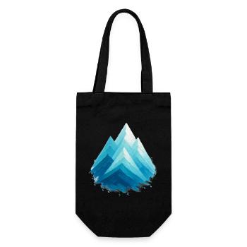 Blue Snowy Peaks Aquarell Freeride-Skifahren - Geschenkbeutel für Flaschen - Schwarz - Vorne