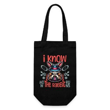 I Know How The Rabbit Runs Denglish - Geschenkbeutel für Flaschen - Schwarz - Vorne
