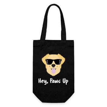 Hey Paws Up, lustiger Golden Retriever Hundemama, Papa - Geschenkbeutel für Flaschen - Schwarz - Vorne