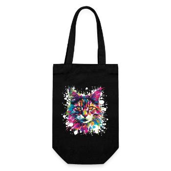 Katze Tier Art - Geschenkbeutel für Flaschen - Schwarz - Vorne