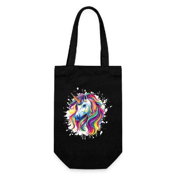  Einhorn Portrait Unicorn - Geschenkbeutel für Flaschen - Schwarz - Vorne