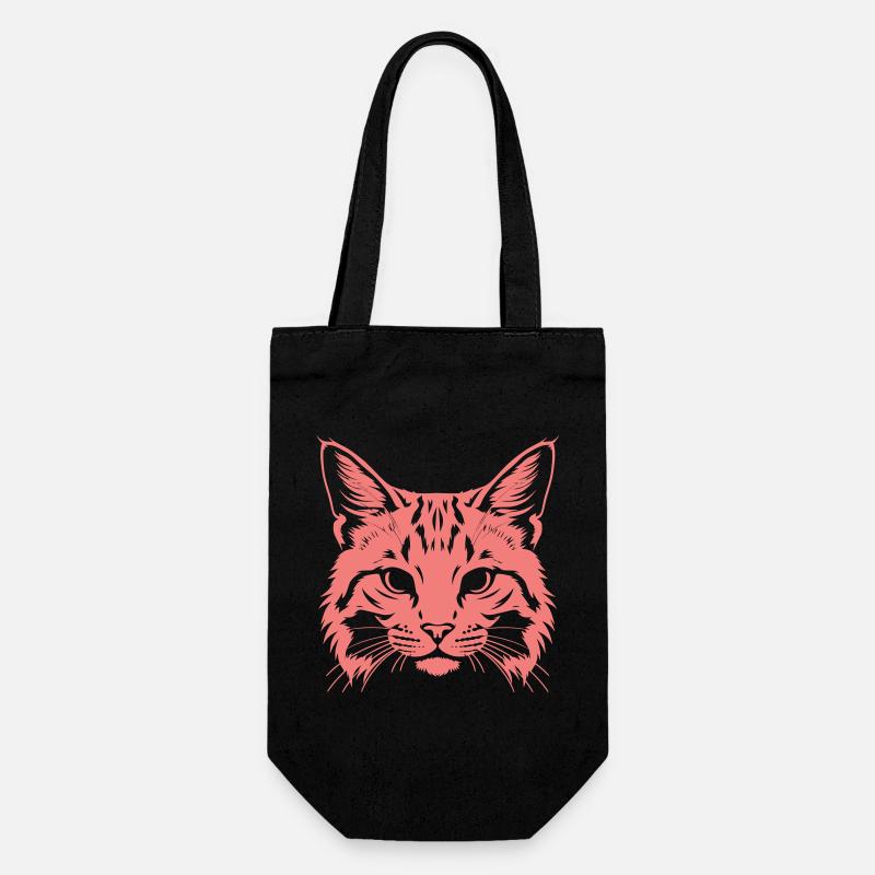 Katzenkopf Silhouette - Geschenkbeutel für Flaschen - Schwarz