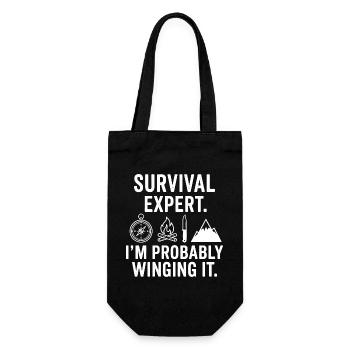 Survival Expert – Probably Improvised - Gift Bag for Bottles - black - Front