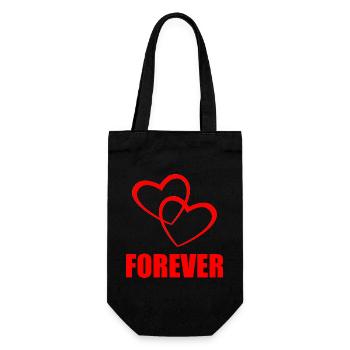 FOREVER – Heart Design for Couples & True Love - Geschenkbeutel für Flaschen - Schwarz - Vorne