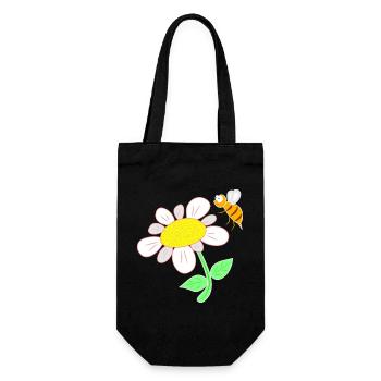 Bee that flies to flower - Gift Bag for Bottles - black - Front