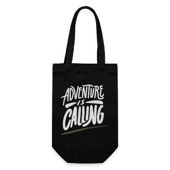Adventure is calling - Geschenkbeutel für Flaschen - Schwarz - Vorne