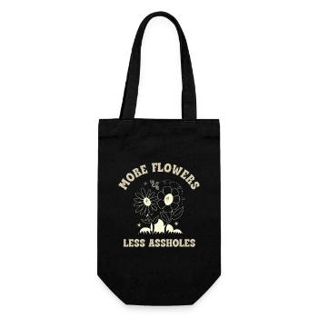 Plus de fleurs, moins de connards – Expression rétro sur les fleurs - Sac à bouteille - noir - Devant