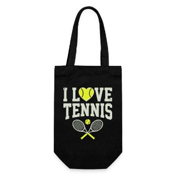Tennis T-shirt, I Love Tennis Shirt, Hoodie, Beanie - Gift Bag for Bottles - black - Front