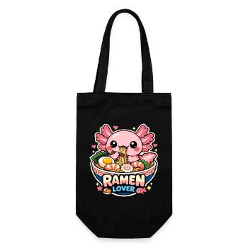 Axolotl Kawaii Ramen Essen Niedlich Geschenk - Geschenkbeutel für Flaschen - Schwarz - Vorne