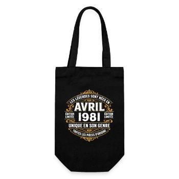 Millésime avril 1981 shirt Anniversaire Avril 1981 - Sac à bouteille - noir - Devant
