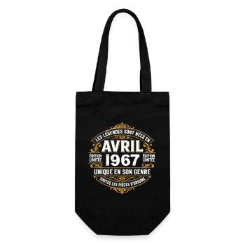 Millésime avril 1967 shirt Anniversaire Avril 1967 - Sac à bouteille - noir - Devant