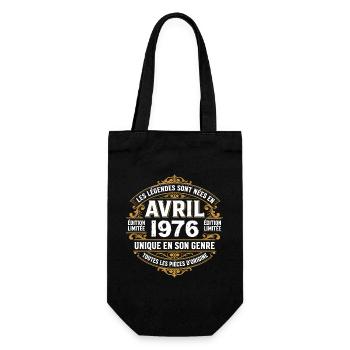 Millésime avril 1976 shirt Anniversaire Avril 1976 - Sac à bouteille - noir - Devant