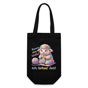 Komme was wolle ich schaf das  - Geschenkbeutel für Flaschen - Schwarz - Vorne